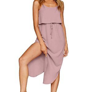 NEVER WORN Women's Adjustable Strappy Split Casual Midi Dress